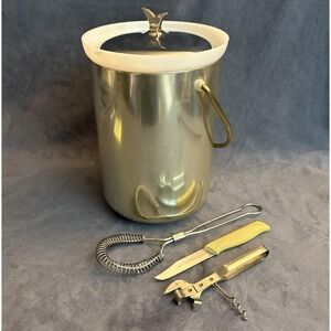 Vintage Kromex Ice Bucket w/ Bar Tools Set USA‎ Mid Century Modern Barware